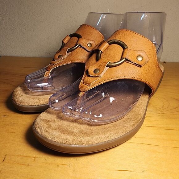 Rialto Comfort Brown Bianka Women’s Low Wedge Sandals Size 8M Worn 1x Pristine - Picture 1 of 7